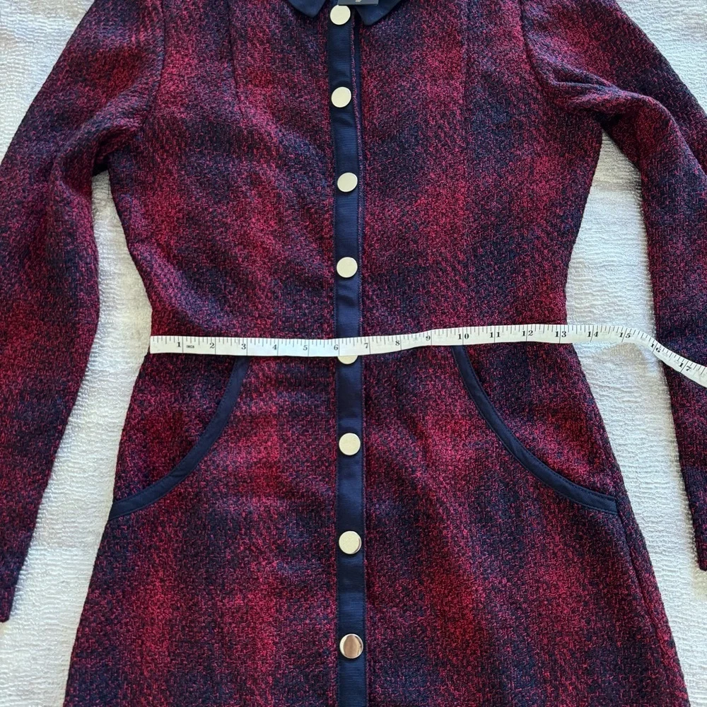 NWT! Maje Red and Black Long Sleeve Dress, Size 2 - Picture 9 of 15